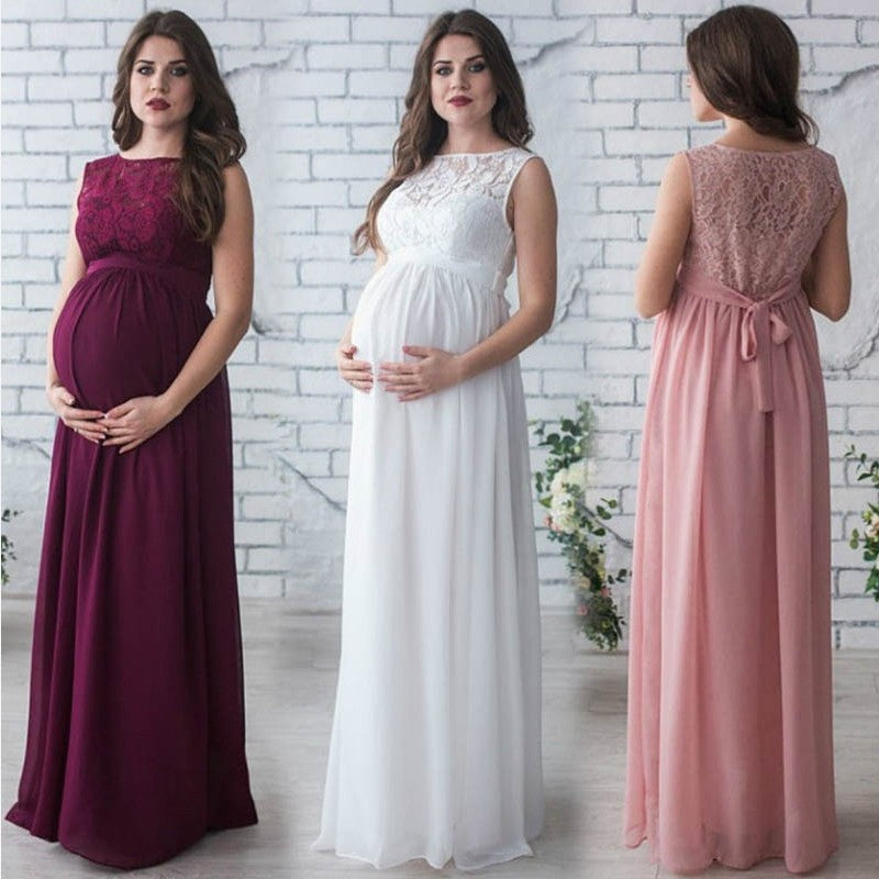 MamaLace Spitzen-Schwangerschaftskleid Elegantes Babyparty Kleid