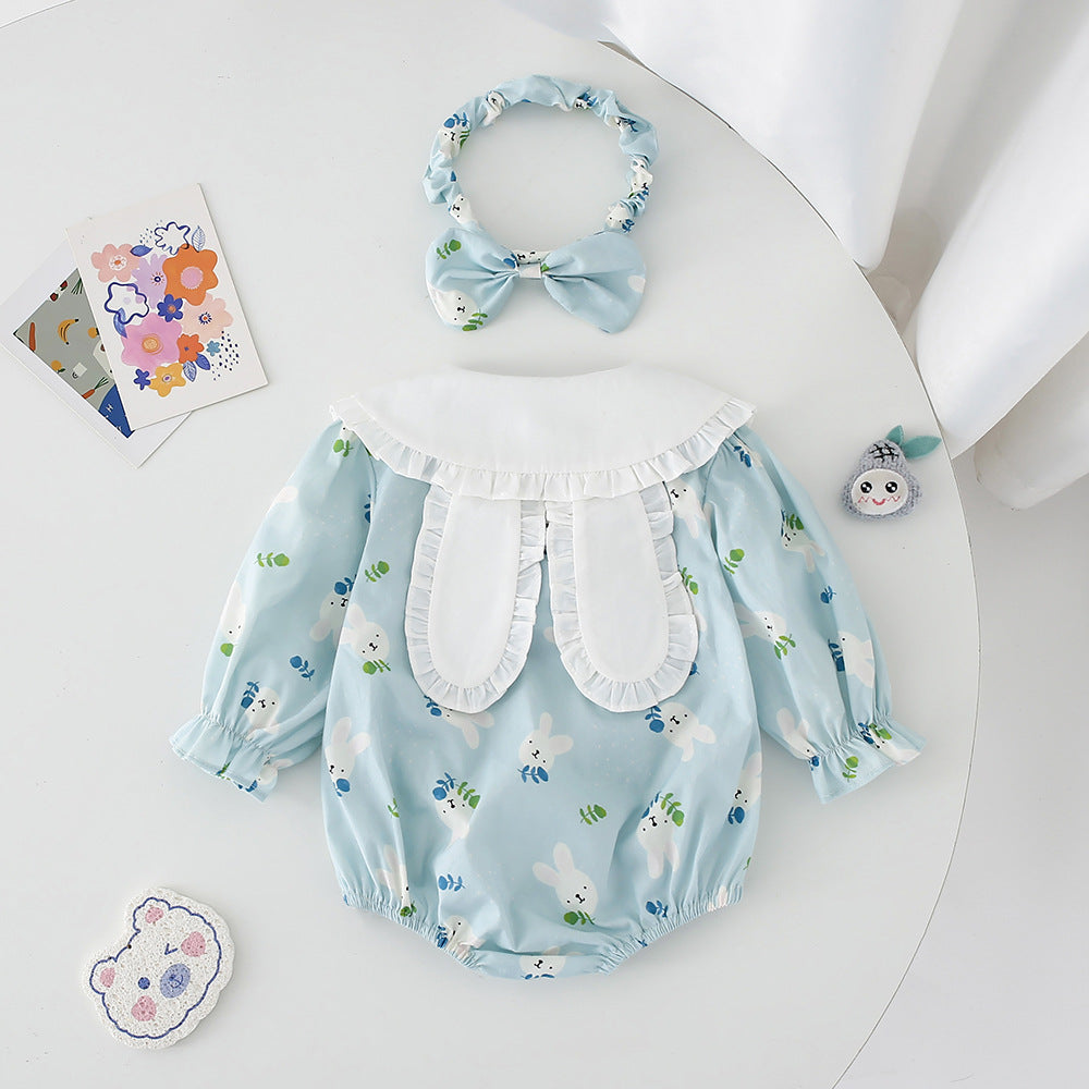 Mädchen Kleid Hase blau