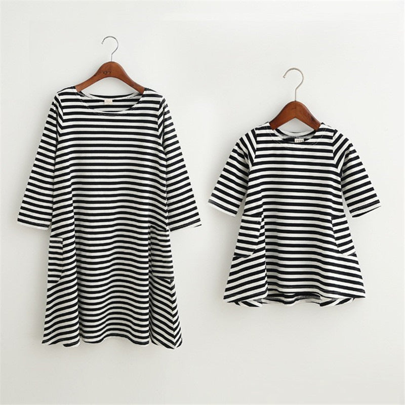 Mama Tochter Kleid Streifen